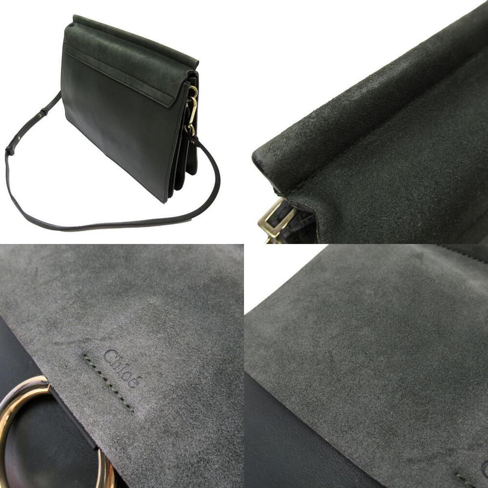 Chloe Green suede Khaki shoulder bag Brown leather Green Brown